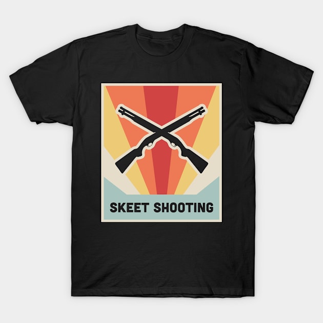 Vintage Style Shotgun Skeet Shooting Poster T-Shirt by Wizardmode